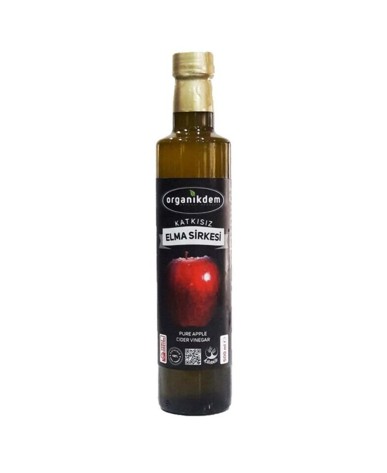 Organikdem Katkısız Elma Sirkesi Cam Şişe 500 Ml