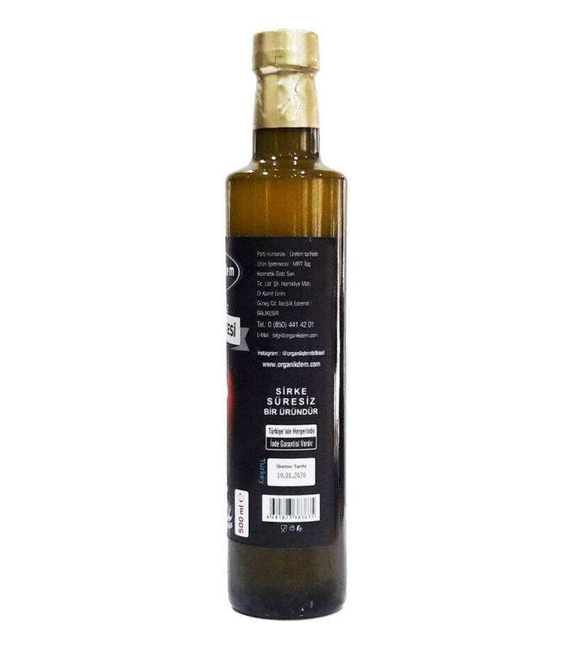 Organikdem Katkısız Elma Sirkesi Cam Şişe 500 Ml