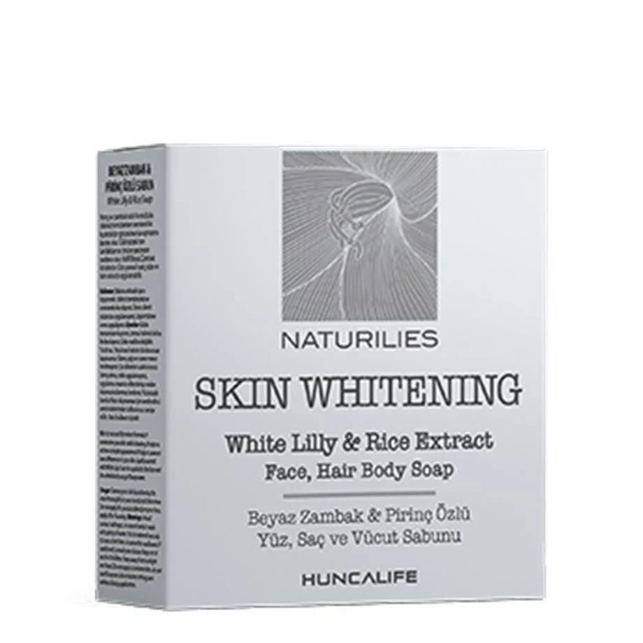HuncaLife Naturilies Skin Whitening Beyaz Zambak ve Pirinç Özlü Beyazlatıcı Yüz-Saç-Vücut Sabunu 90 GR