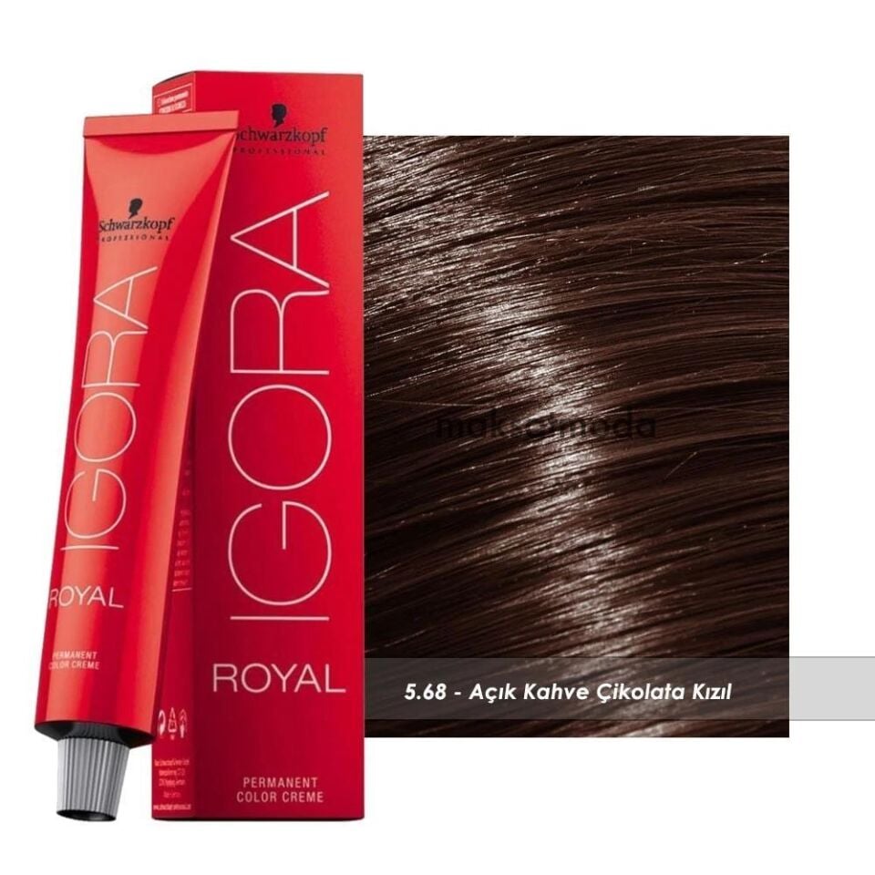 İgora Royal 5.68 Açık Kahve Çikolata Kızıl Tüp Saç Boyası + Oksidan Sıvı
