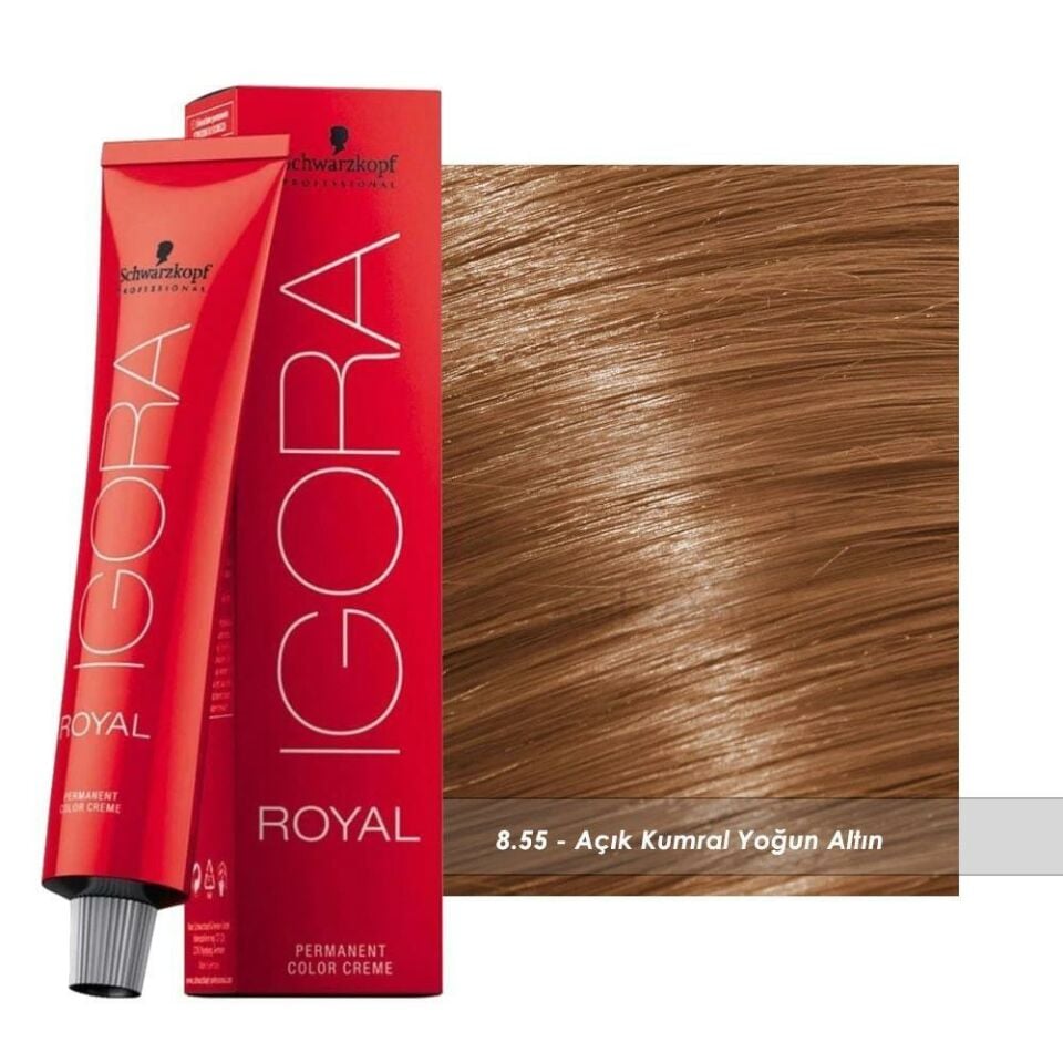 İgora Royal 8.55 Açık Kumral Yoğun Altın Tüp Saç Boyası + Oksidan Sıvı