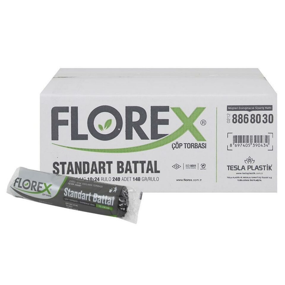 Florex 520 Standart Battal Siyah Çöp Poşeti 10 AdetX24 lü Koli- 72cmx95cm