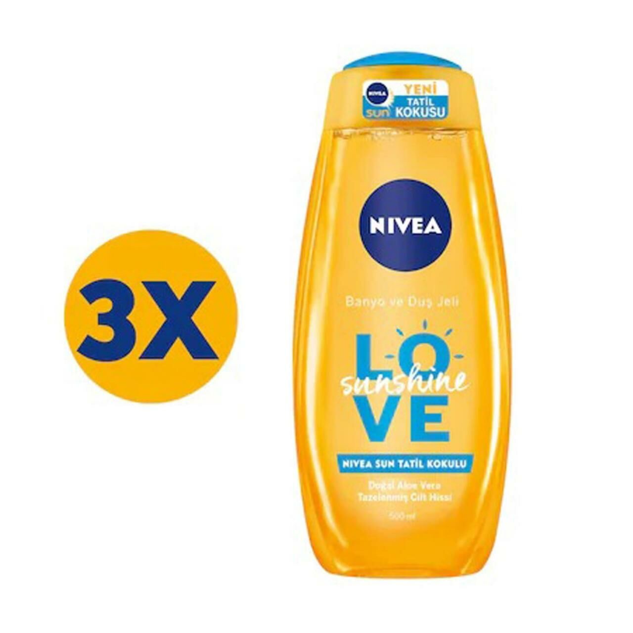 3 Adet Nivea Love Sun Shine Banyo ve Duş Jeli 500 Ml Tatil Kokulu