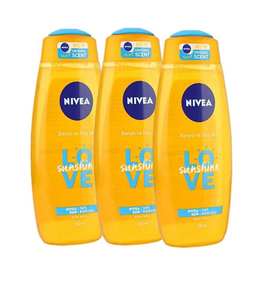 3 Adet Nivea Love Sun Shine Banyo ve Duş Jeli 500 Ml Tatil Kokulu