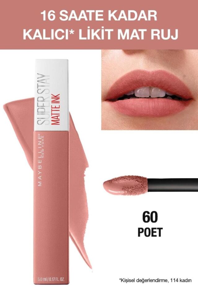 Maybelline Likit Mat Ruj 60 - SuperStay Matte Ink Liquid Lipstick 60 Poet