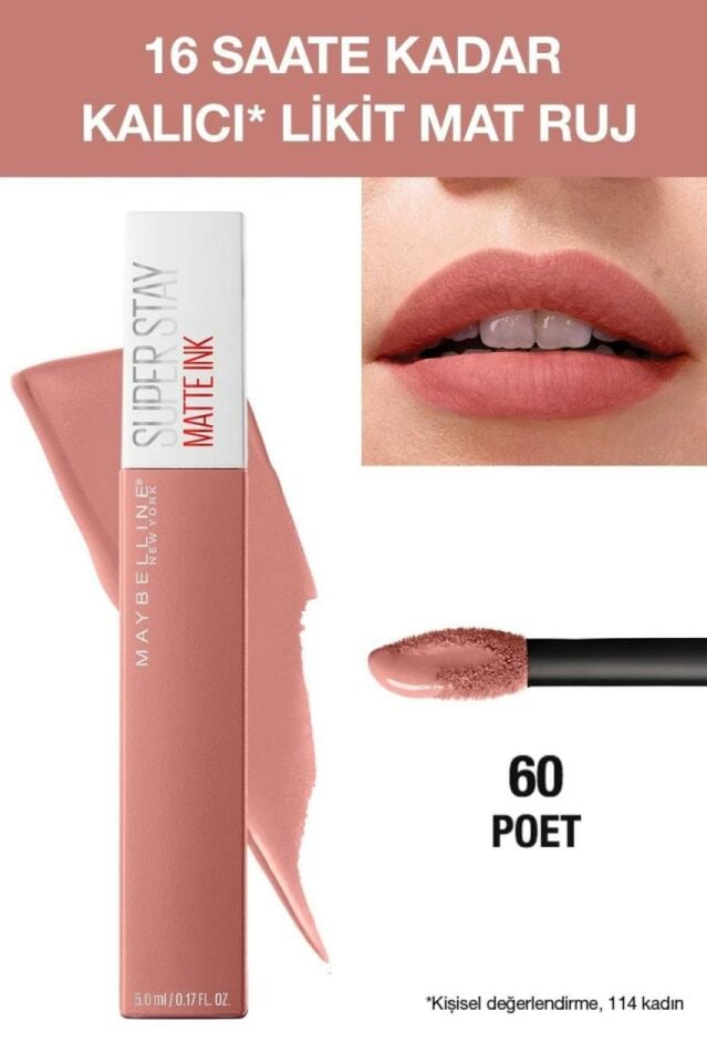 Maybelline Likit Mat Ruj 60 - SuperStay Matte Ink Liquid Lipstick 60 Poet