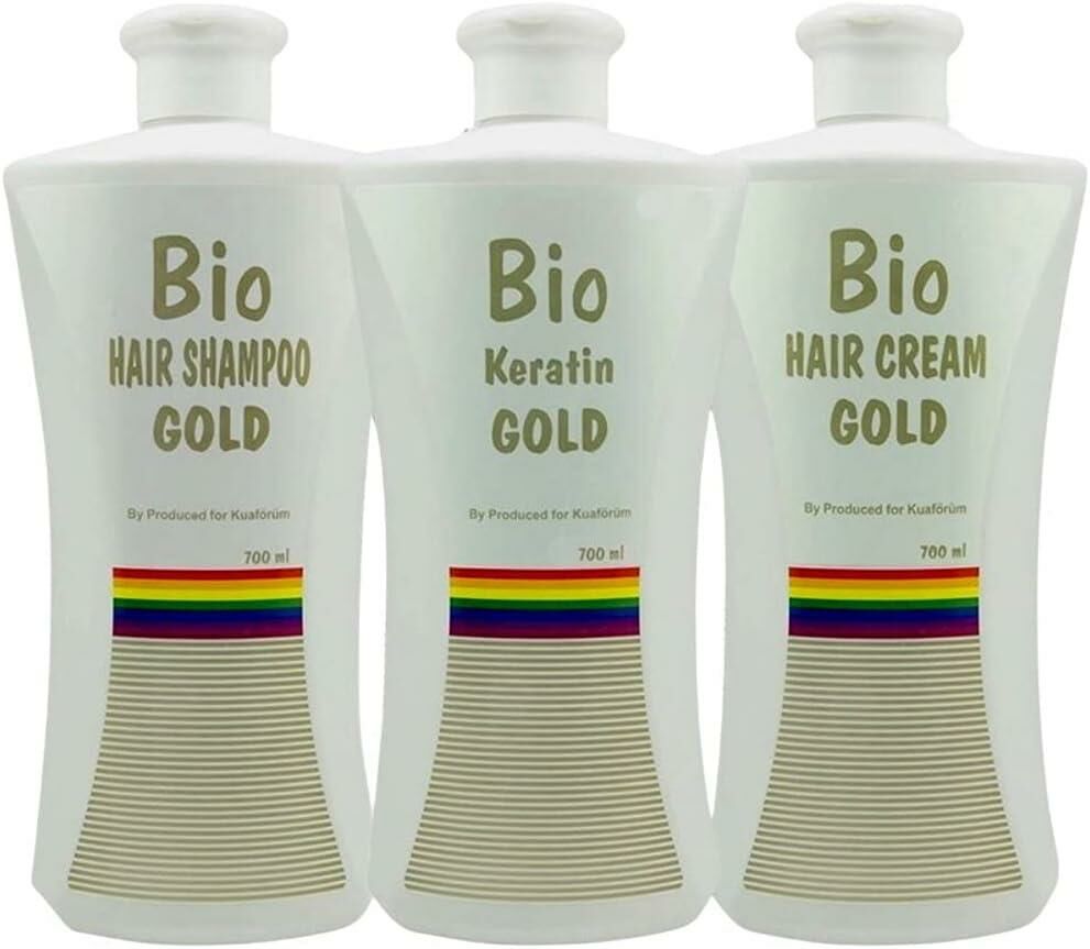 Bio Keratin Gold 700 ml + 700 ml Saç Kremi + 700 ml Şampuan Brezilya Fönü 5 Ay Kalıcı