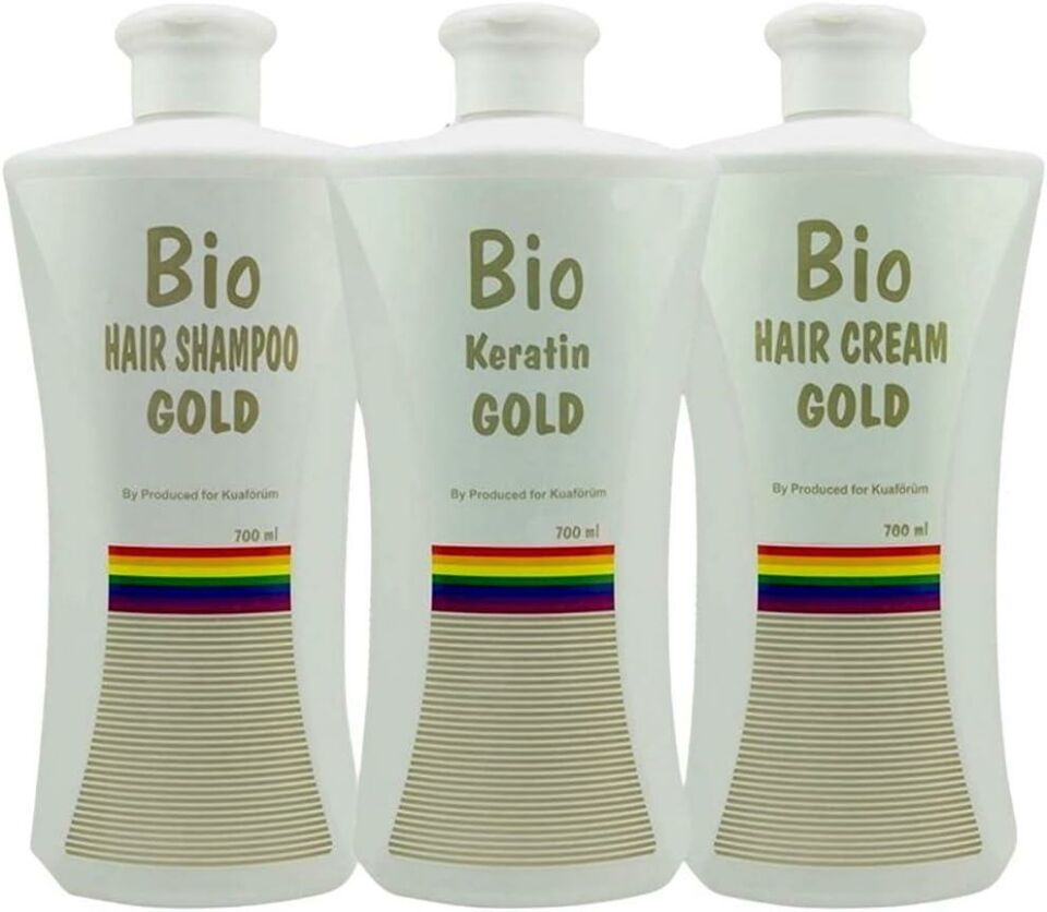 Bio Keratin Gold 700 ml + 700 ml Saç Kremi + 700 ml Şampuan Brezilya Fönü 5 Ay Kalıcı