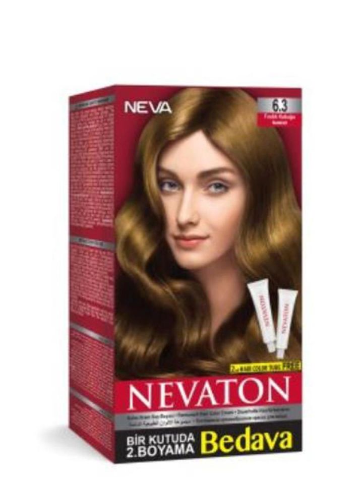 Nevaton 6.3 Fındık Kabuğu Saç Boyası Seti 1 Kutuda 2 Boyama