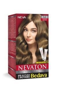 Nevaton 8.0 Açık Kumral Saç Boyası Seti 1 Kutuda 2 Boyama