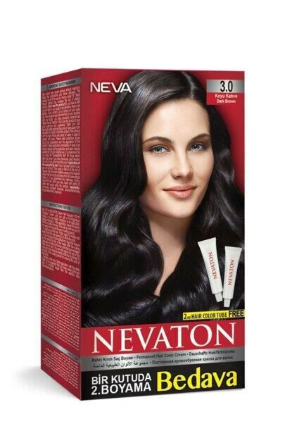 Nevaton 3.0 Koyu Kahve Saç Boyası Seti 1 Kutuda 2 Boyama