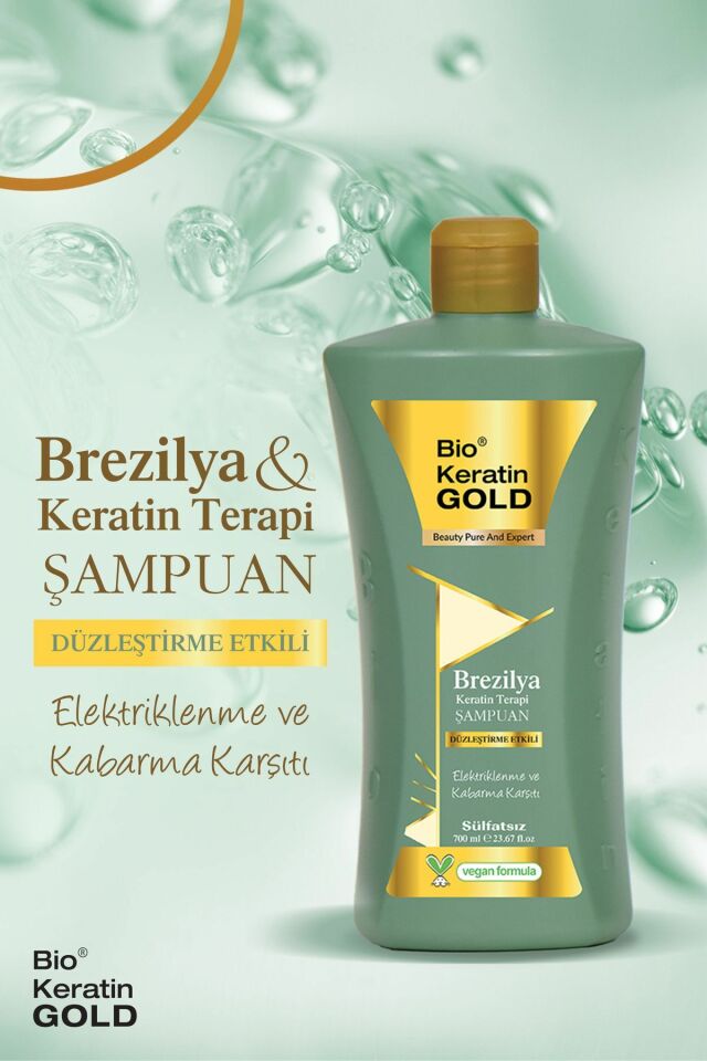 Bio Keratin Gold 700 Ml Tuzsuz Şampuan Brezilya Keratin Terapi Düzleştirme Etkili