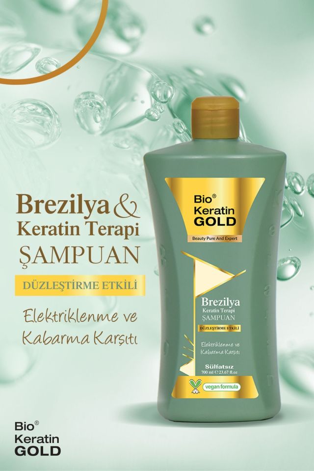 Bio Keratin Gold 700 Ml Tuzsuz Şampuan Brezilya Keratin Terapi Düzleştirme Etkili