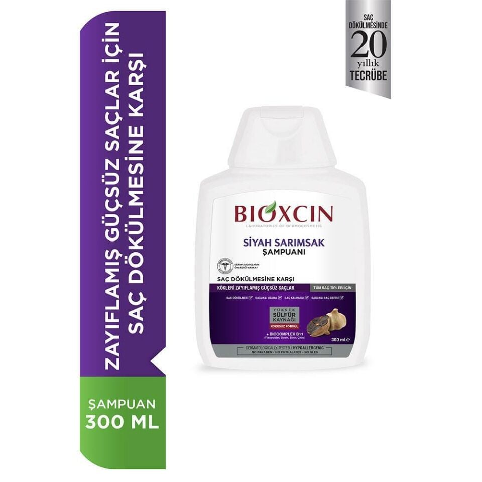 Bioxcin Siyah Sarımsaklı Şampuan 300 Ml - Tüm Saç Tipleri İçin