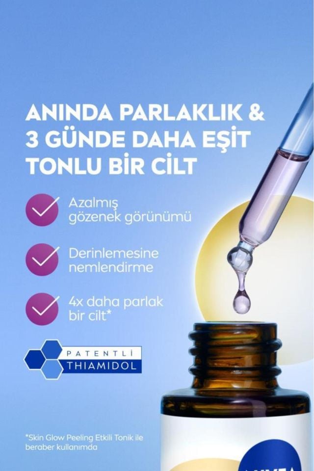 Nivea Luminous630 Skin Glow Anında Aydınlatıcı Serum, 30 ml, Eşit Cilt Tonu,Nemlendirme,Leke Karşıtı Thiamidol,Niasinamid,Aloe Vera