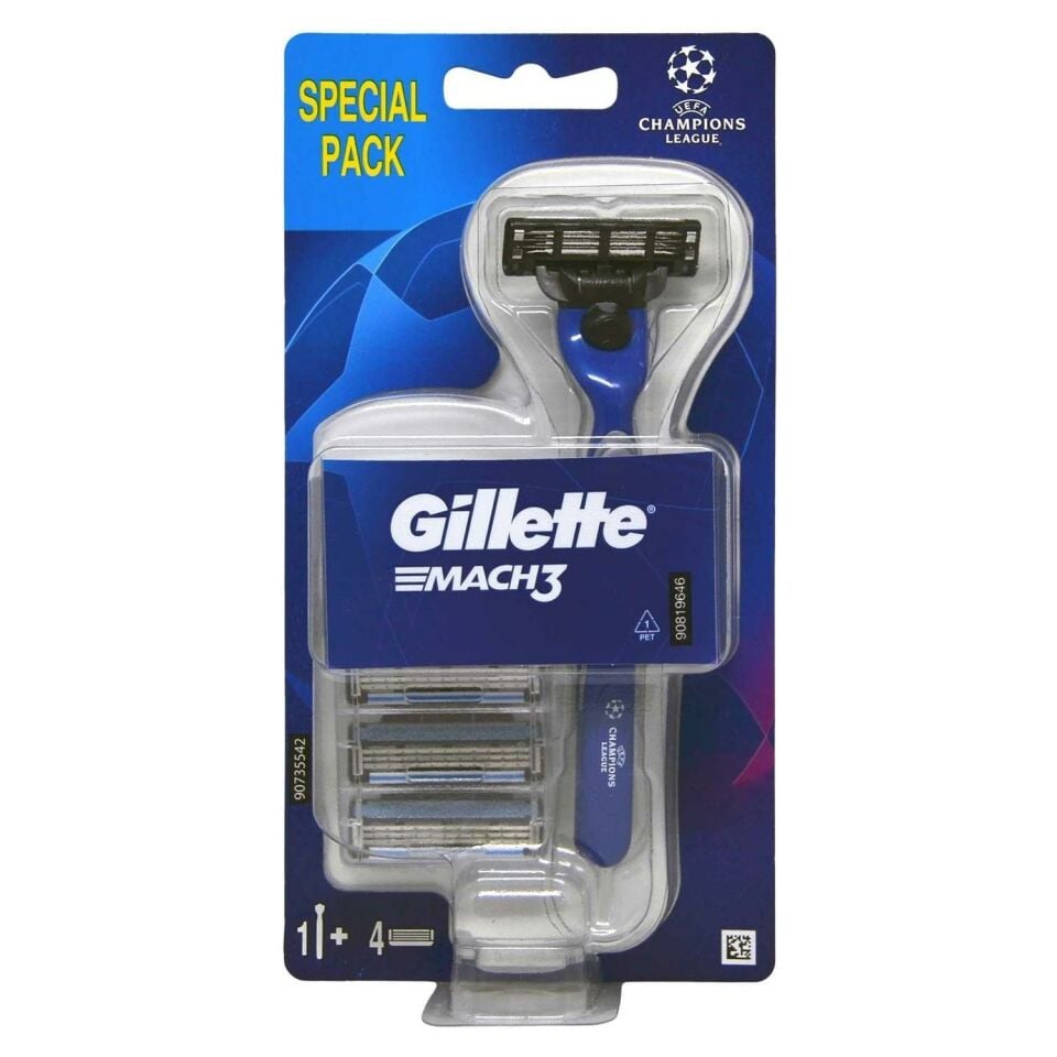 Gillette Mach3 Tıraş Makinesi + 4 Yedek Tıraş Bıçağı