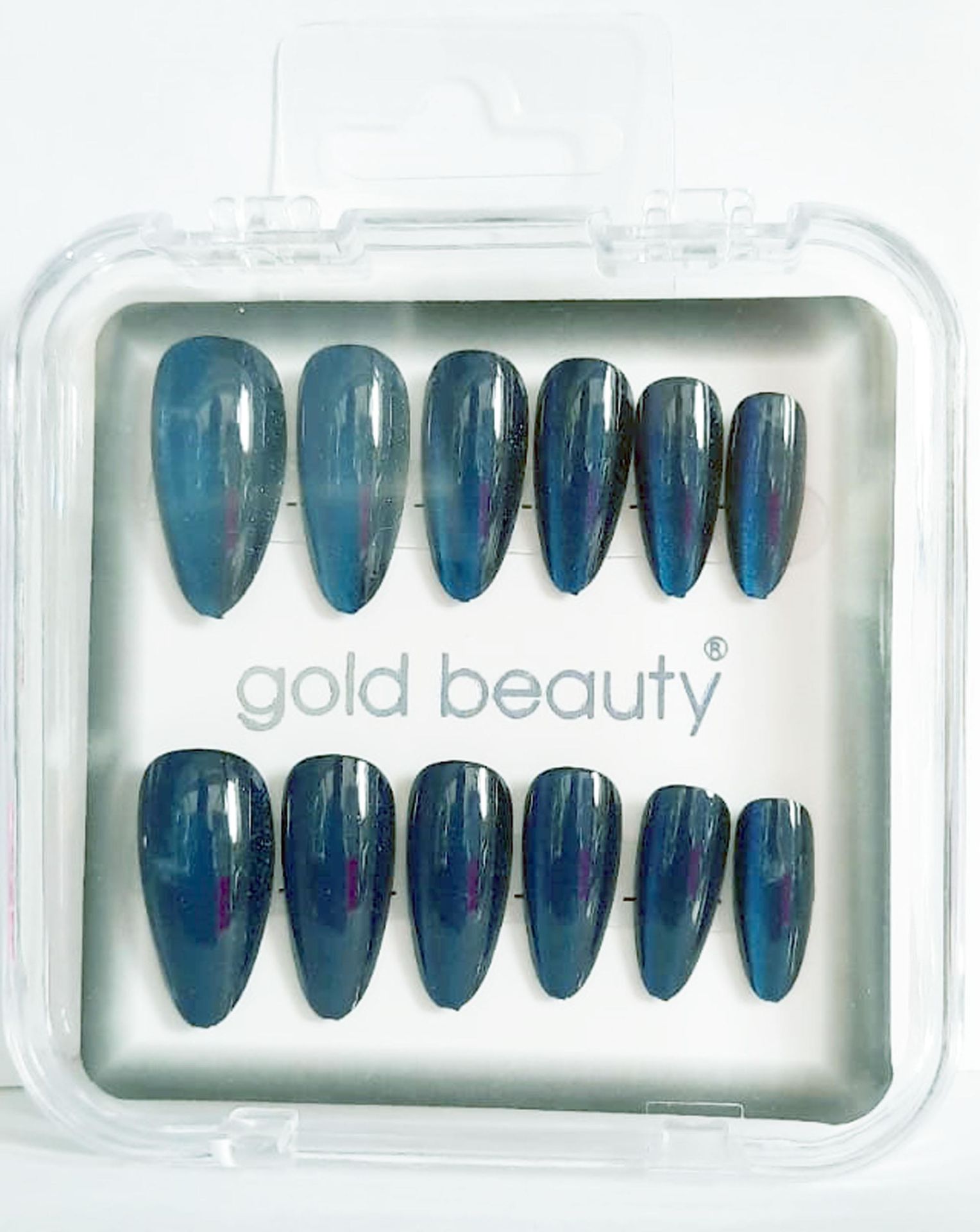 Gold Beauty Kedi Gözü Takma Tırnak 12 li EP-1527 - 18 Gece Mavisi
