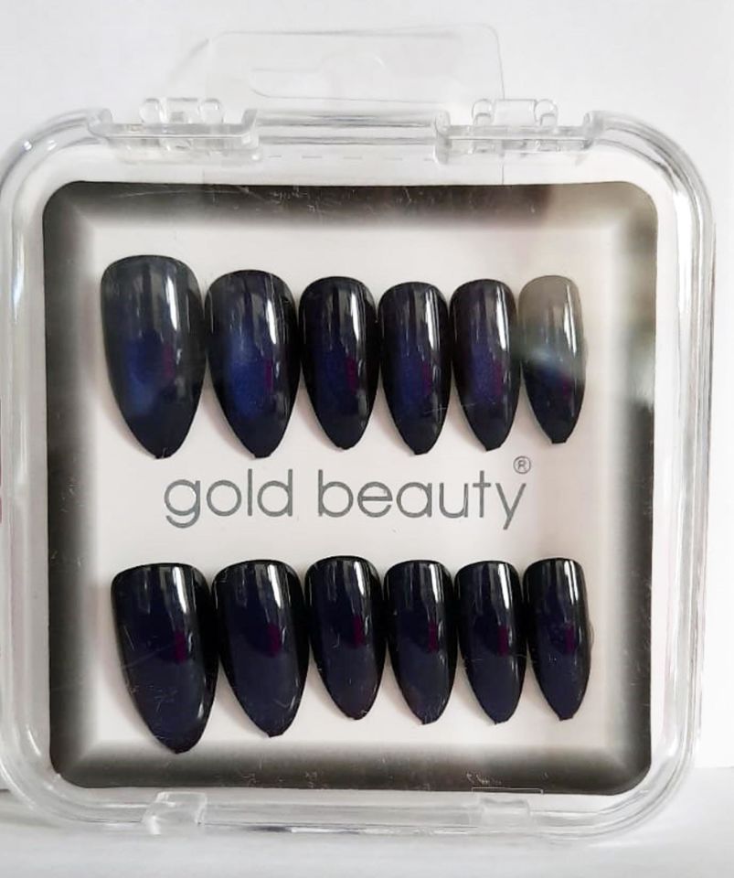 Gold Beauty Kedi Gözü Takma Tırnak 12 li EP-1527 - 18 Gece Mavisi