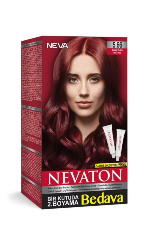Nevaton 5.66 Şarap Kızılı Saç Boyası Seti 1 Kutuda 2 Boyama