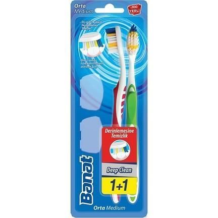 Banat Deep Clean 1+1 Orta Diş Fırçası Derinlemesine Temizlik