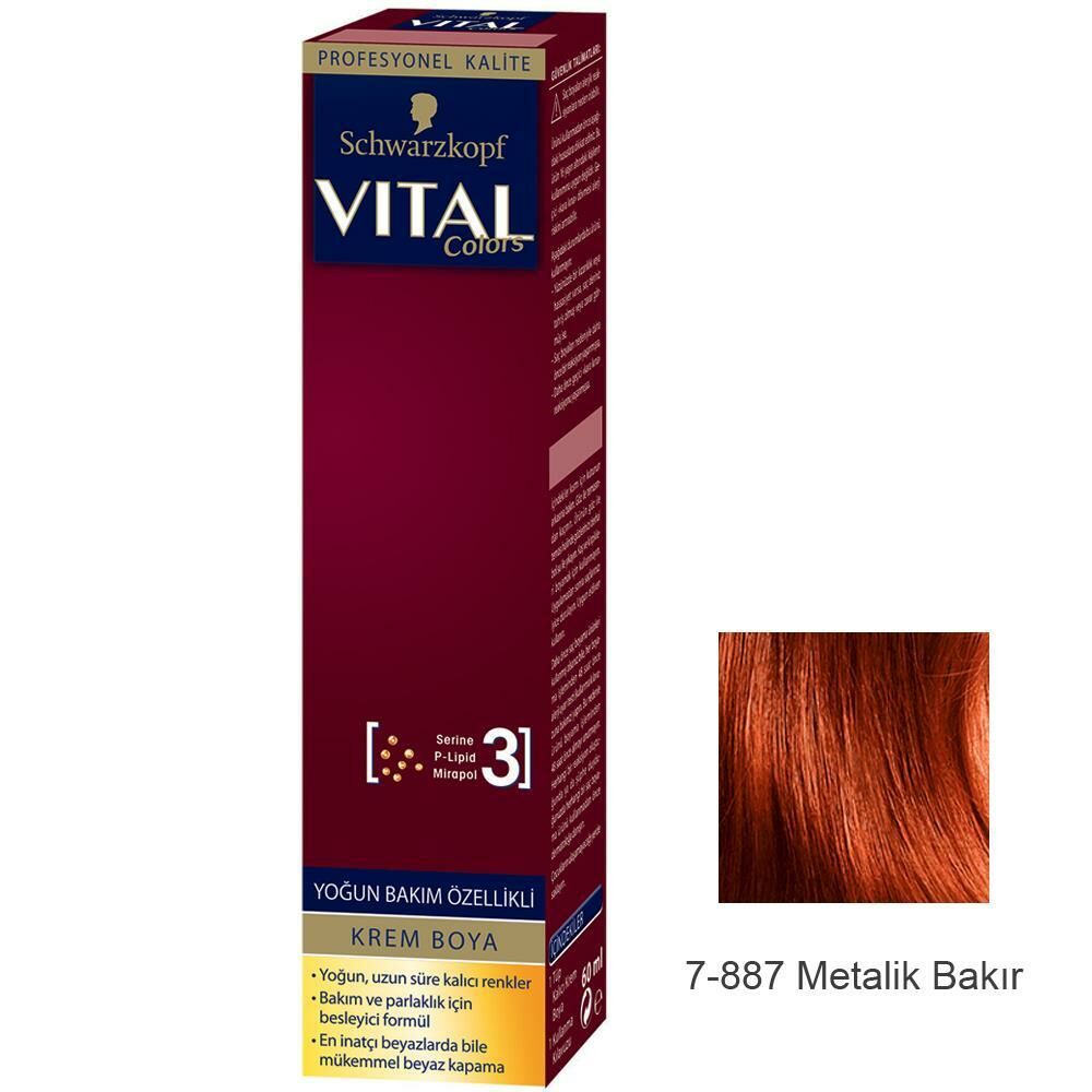 Vital Tüp Saç Boyası 7.887 Metalik Bakır + Oksidan Sıvı 50 Ml