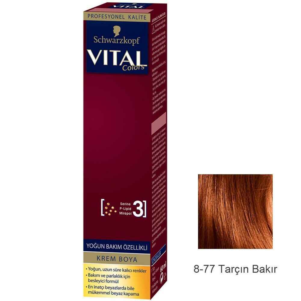 Vital Tüp Saç Boyası 8.77 Tarçın Bakır + Oksidan Sıvı 50 Ml