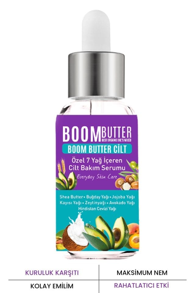 BOOM BUTTER 7 Yağ içeren Maksimum Nemlendirici Cilt Bakım Serum 20 Ml