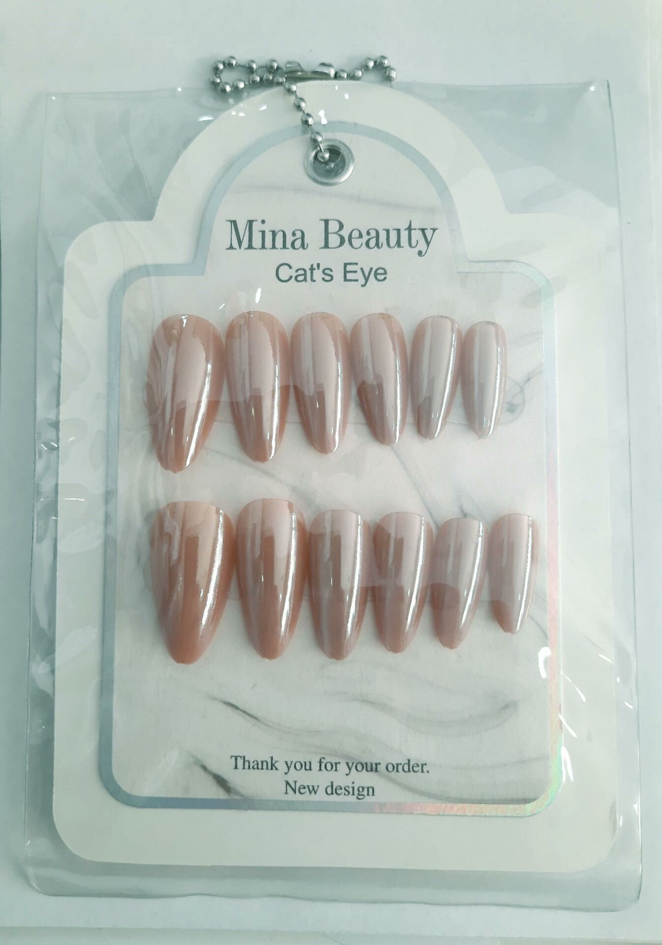 Mina Beauty Kedi Gözü Takma Tırnak 12 li Parlak Bej