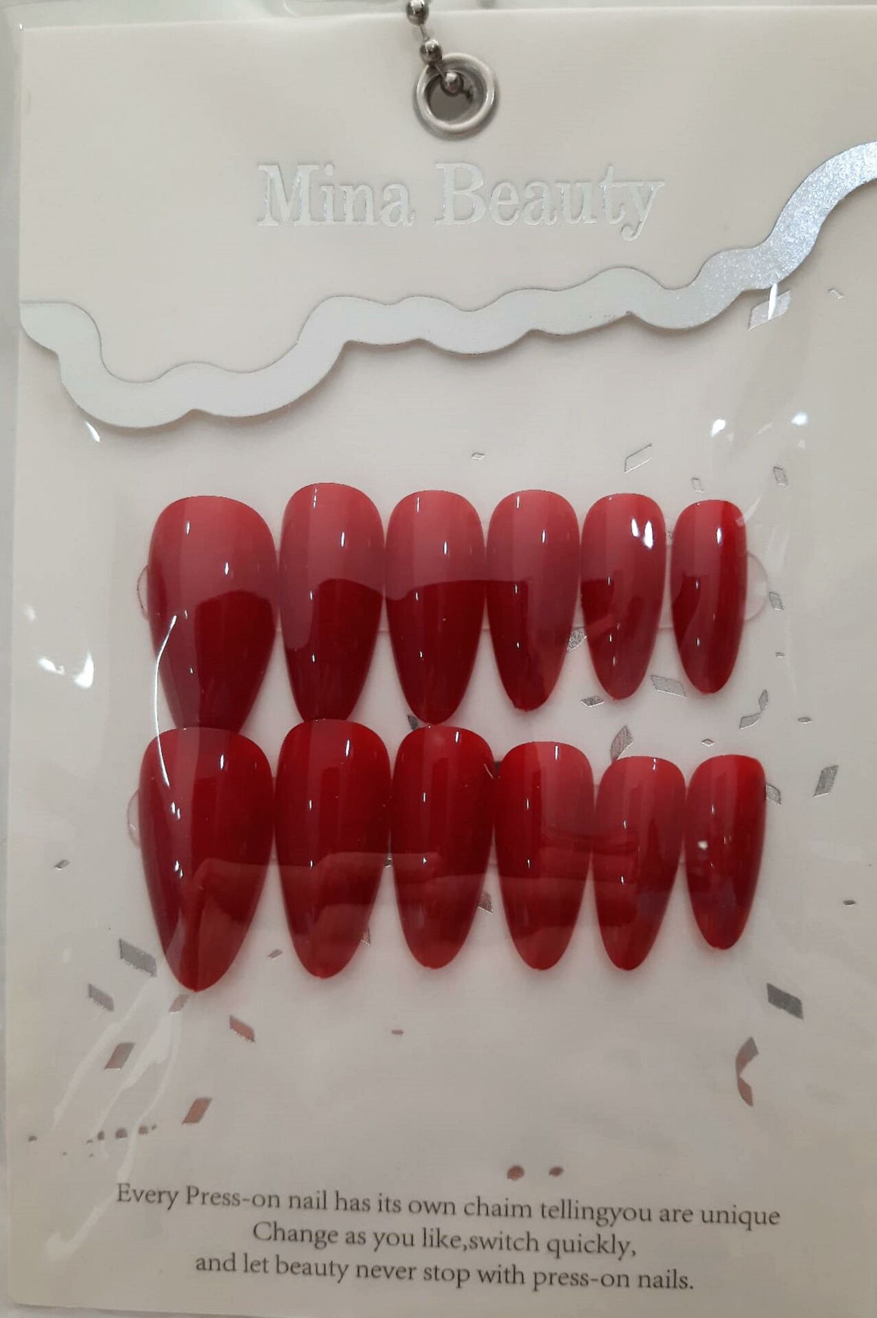 Mina Beauty Kedi Gözü Takma Tırnak 12 li Parlak Kırmızı