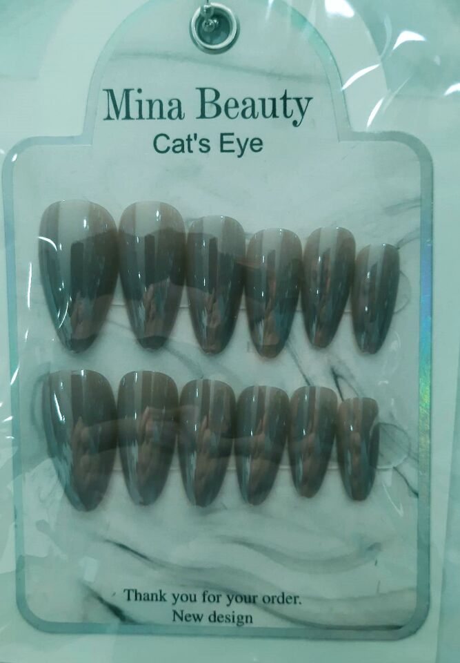 Mina Beauty Kedi Gözü Takma Tırnak 12 li Parlak Toprak
