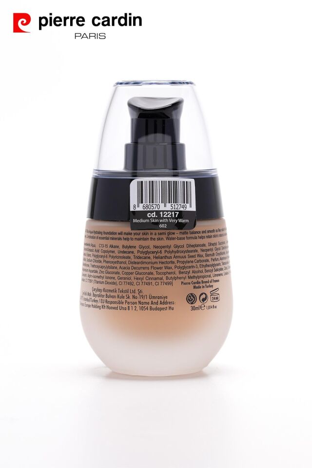 12217 Pierre Cardin Aqua Wow Mineralli Su Bazlı Fondöten Medium 602 Very Warm Skin With Neutral