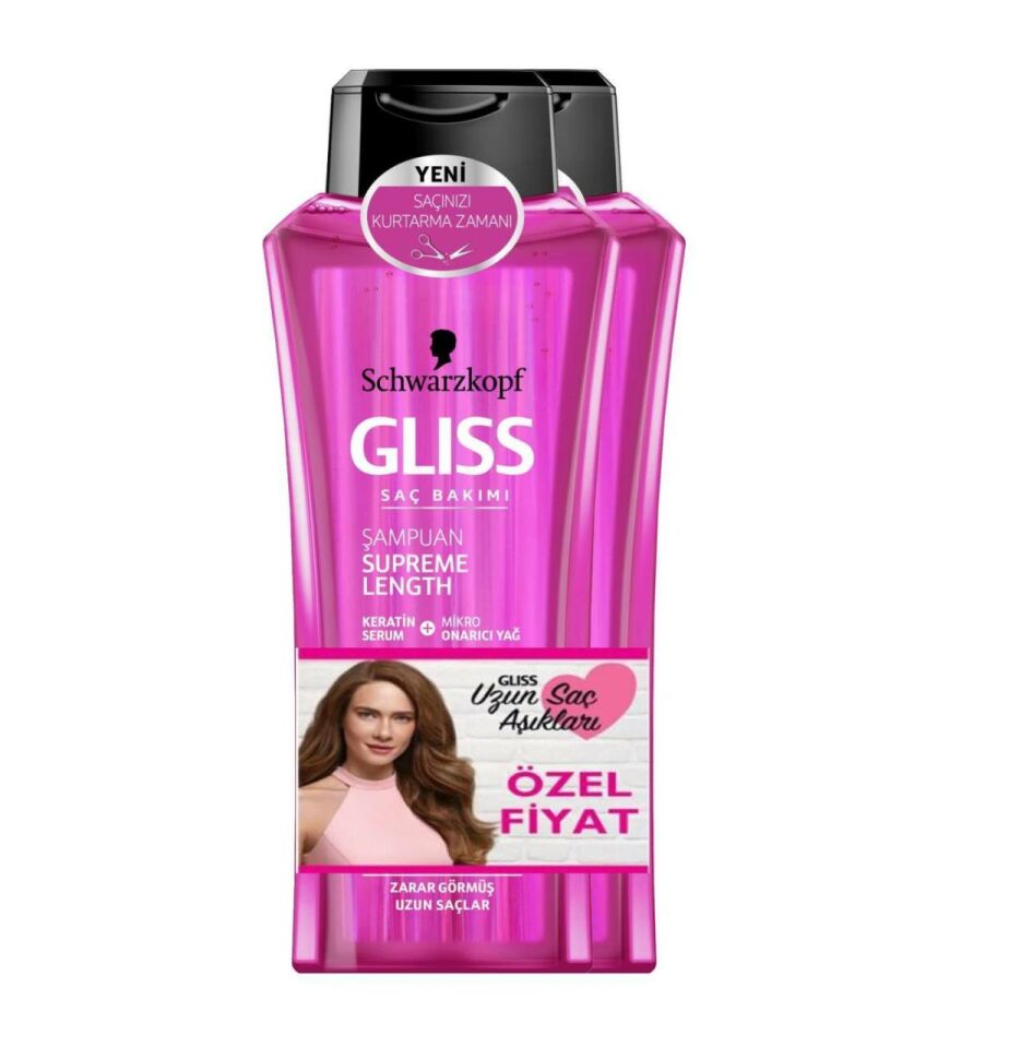 Gliss Supreme Length Şampuan 525 Ml + 525 Ml 2li Set