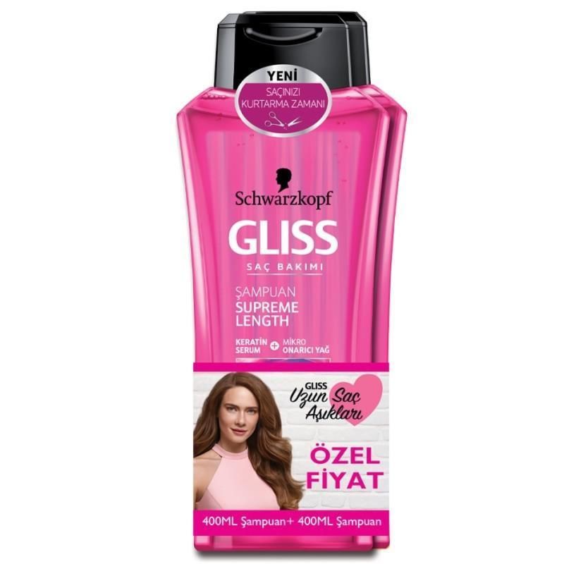 Gliss Şampuan Supreme Length 400 Ml + 400 Ml 2 li Set