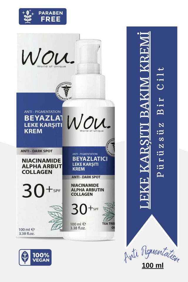 Wou Beyazlatıcı Leke Kremi 100 Ml 30+ SPF