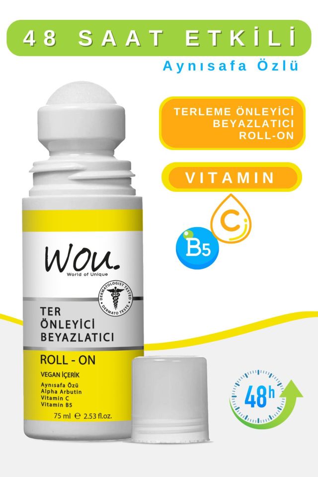 Wou Roll-on 75 Gr Unisex İçin Koltuk Ter Önleyici Beyazlatıcı Sıvı