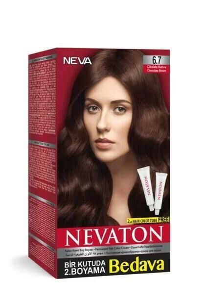 Nevaton 6.7 Çikolata Kahve Saç Boyası Seti 1 Kutuda 2 Boyama