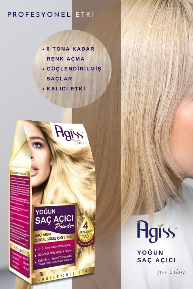 Agiss Saç Açıcı Set ( 25 g Mavi Toz + 60ml Oksidan%40+ 10 Ml Maske+eldiven)
