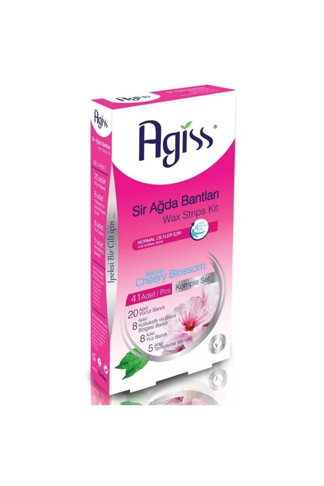 Agiss Normal Cilt Sir Ağda Bandı 41 li ( 20 Adet Vücut + 8 Yüz + 8 Bikini + 5 Mendil )
