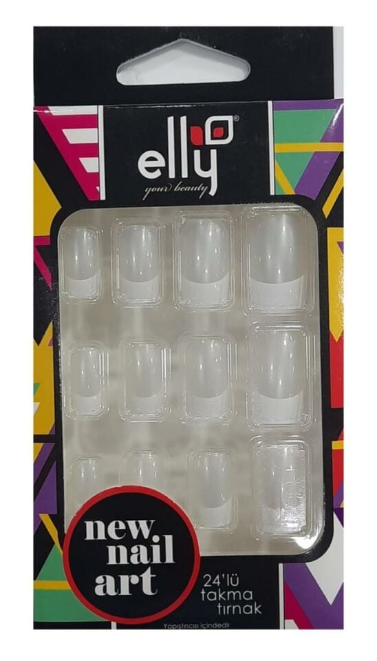 Elly Takma Tırnak 24 lü Sedef - Beyaz 0007