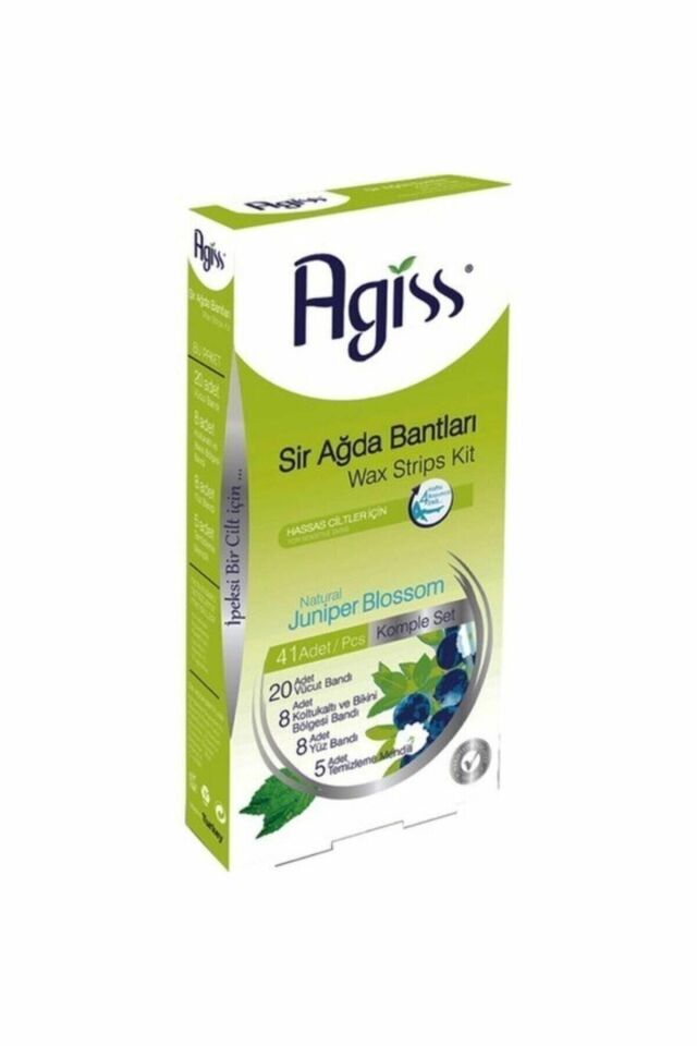 Agiss Hassas Cilt Sir Ağda Bandı 41 li ( 20 Adet Vücut + 8 Yüz + 8 Bikini + 5 Mendil )