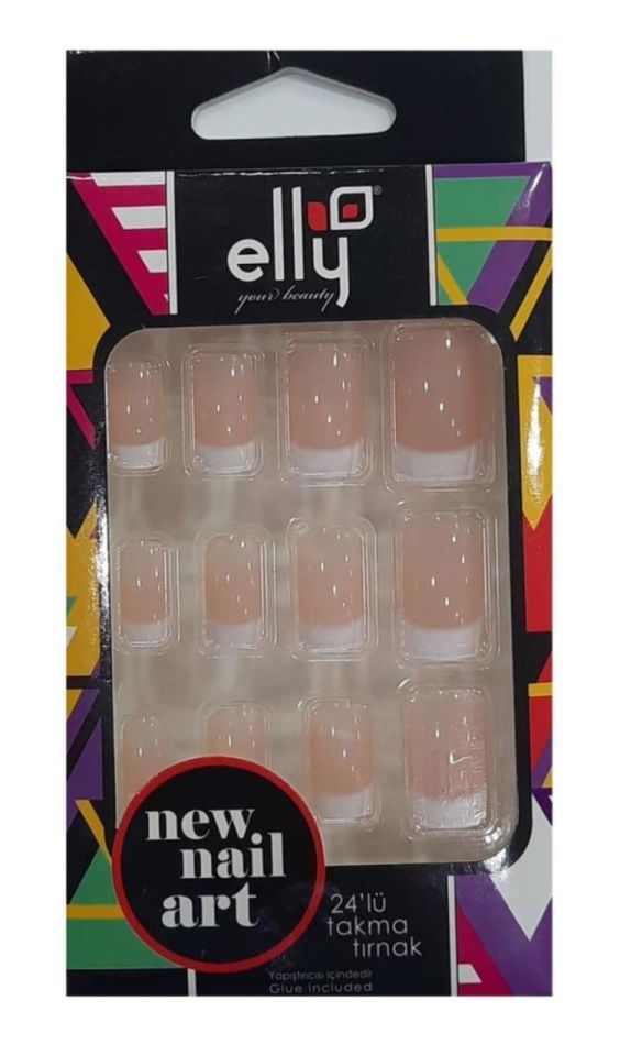 Elly Takma Tırnak 24 lü Pembe - Beyaz 0004