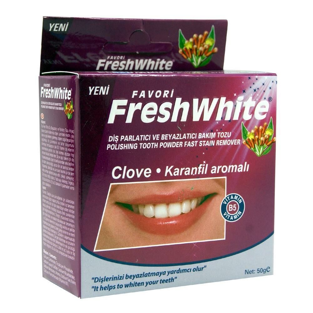 Fresh White Diş Parlatıcı ve Beyazlatıcı Bakım Tozu 50G - Karanfil