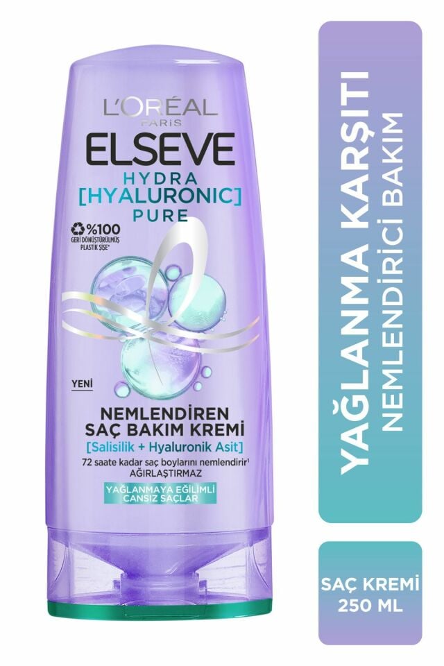 Elseve Saç Kremi Hydra Pure Salisilik Asit içeren Yağlanma Karşıtı Yağlı Saçlar 250 Ml
