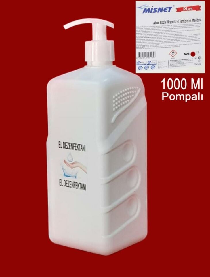 Misnet 1 lt Alkol Bazlı 70 Derece El Dezenfektanı Pompalı Şişe