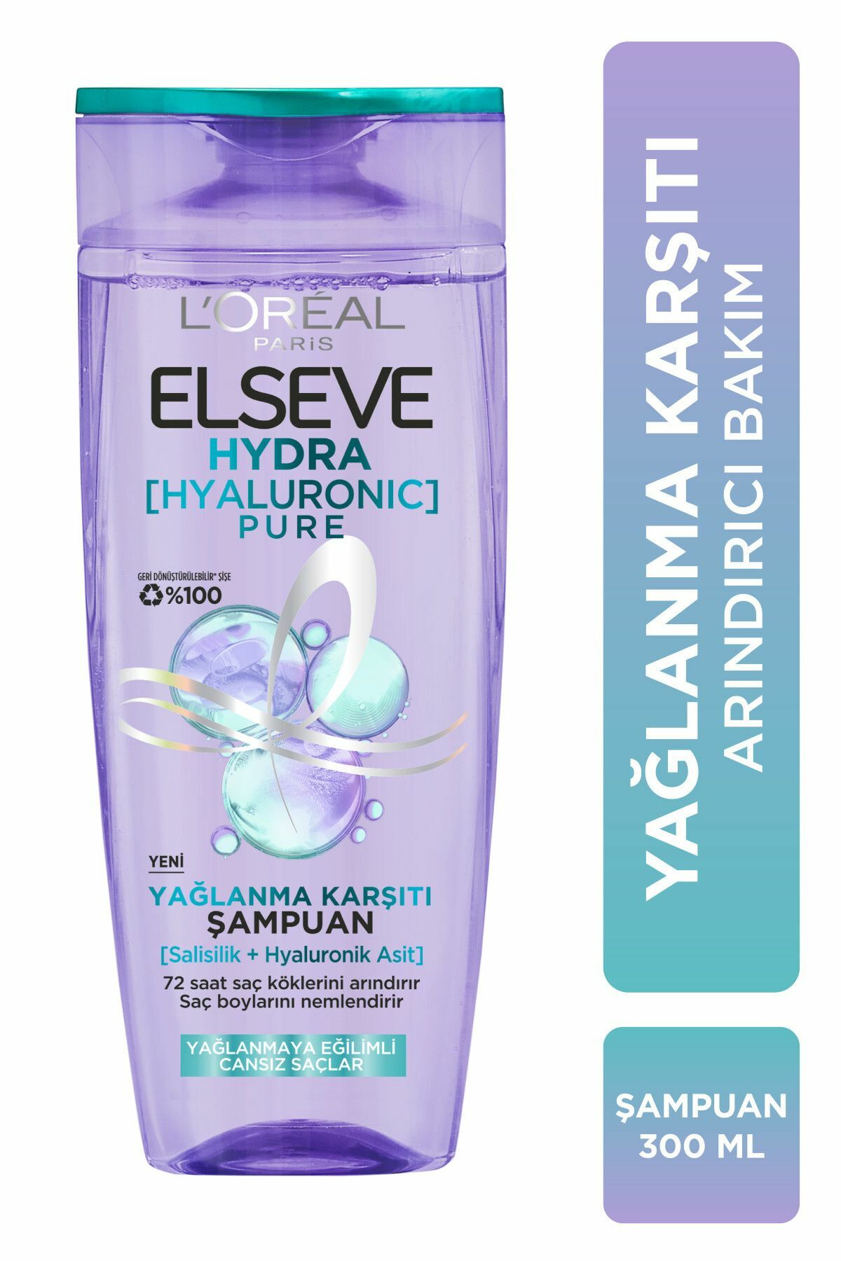 Elseve Şampuan Hydra Pure Salisilik Asit içeren Yağlanma Karşıtı Yağlı Saçlar 300 Ml