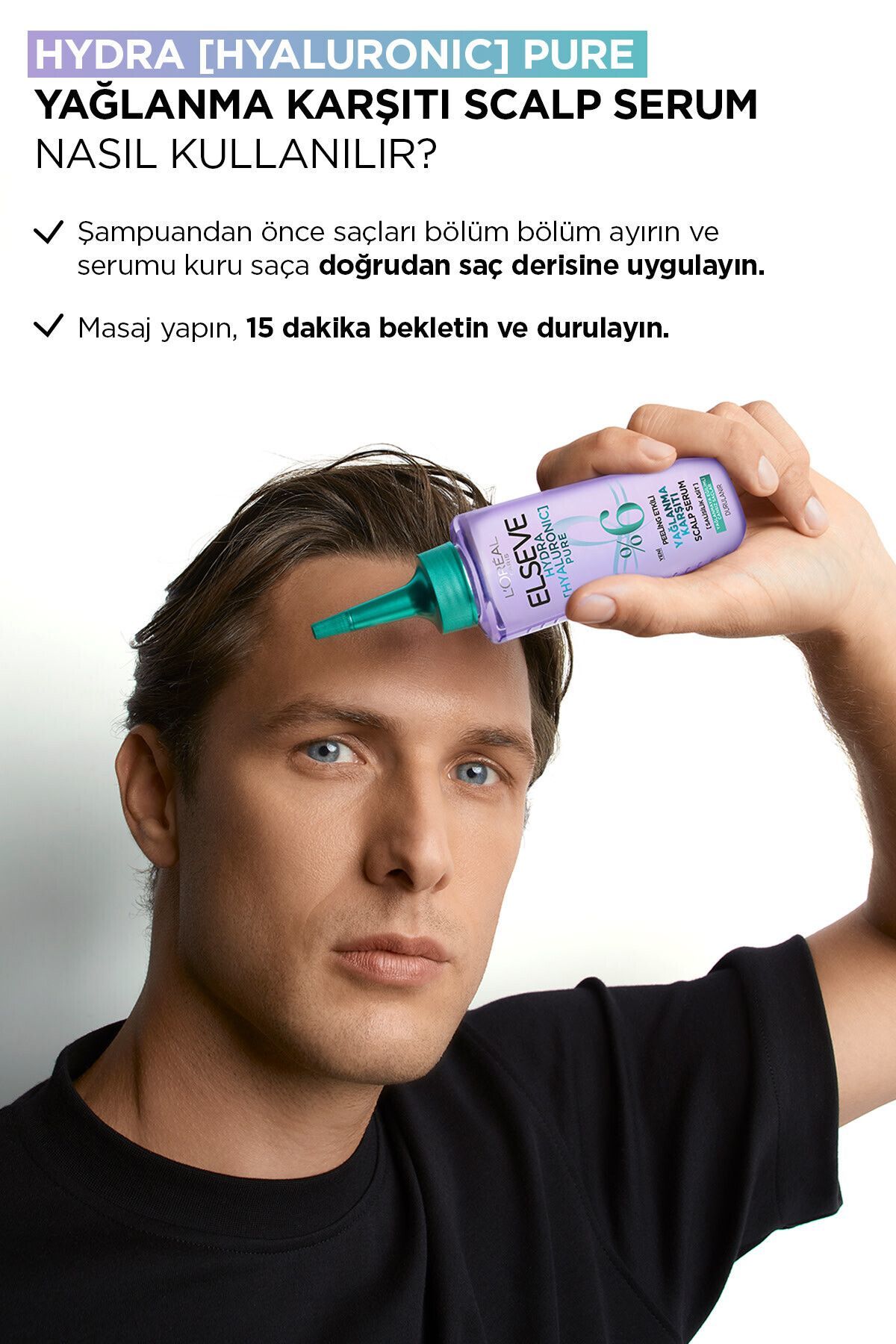 Elseve Saç Derisi Serumu Hydra Pure Salisilik Asit içeren Yağlanma Karşıtı Peeling Etkili 102 Ml