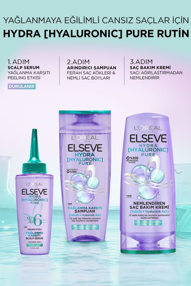 Elseve Saç Derisi Serumu Hydra Pure Salisilik Asit içeren Yağlanma Karşıtı Peeling Etkili 102 Ml