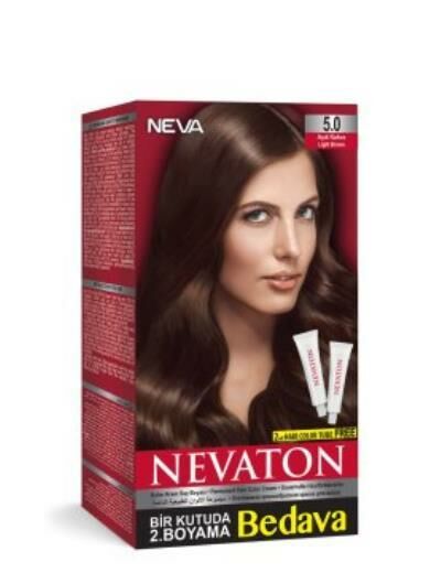 Nevaton 5.0 Açık Kahve Saç Boyası Seti 1 Kutuda 2 Boyama