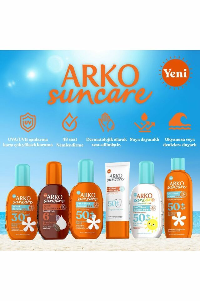 Arko Suncare Spf50 Bebek ve Çocuk Güneş Kremi 200 ml Sprey