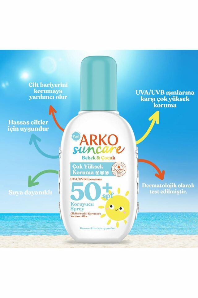 Arko Suncare Spf50 Bebek ve Çocuk Güneş Kremi 200 ml Sprey